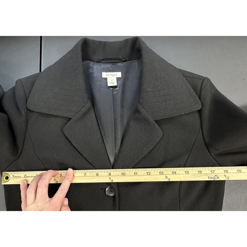 Halogen Coat Womens Sz M Wool Black‎ Overcoat Belted Dress - Picture 8 of 8
